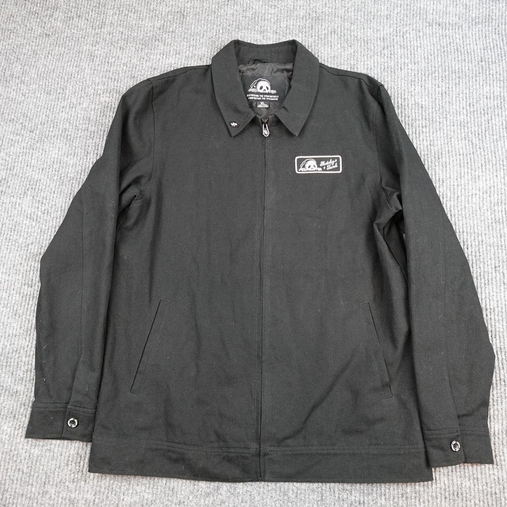 Lurking Class Sketchy Tank Jacket Mens XL Black Canvas Skull Logo Full Zip Lined